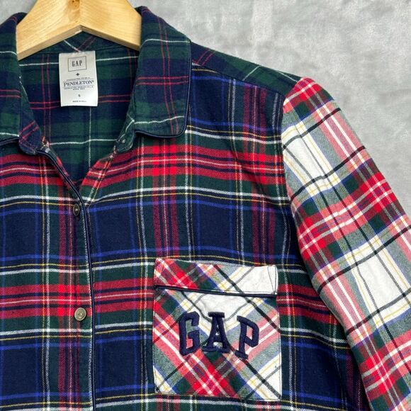 Gap + Pendleton Jammie Shirt Womens Small Plaid Tartan Embroidered Nightgown - Picture 6 of 11